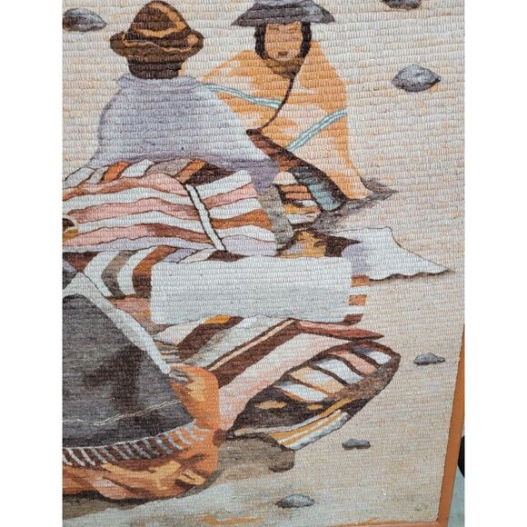 VTG Mid Century Peruvian Folk Woven Wall Tapestry Cultural Art Women Peru Hangin - Picture 5 of 7